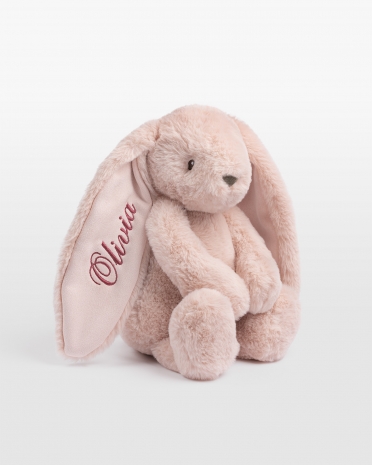 Rosa kosedyrskanin med personlig broderi