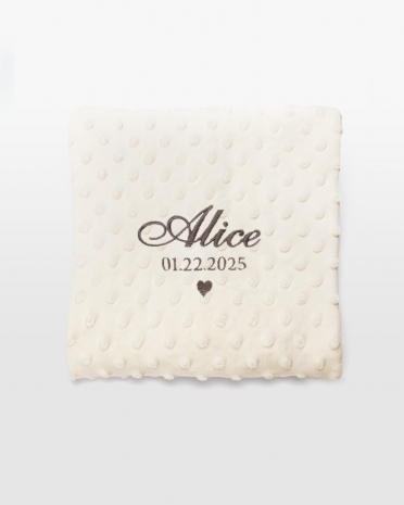 Babyteppe med navn, Creme - Script