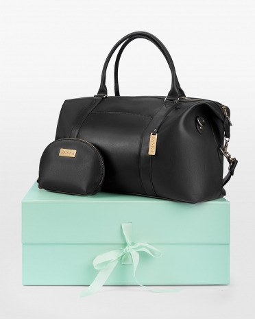 Weekendbag og toalettmappe gravert med navn