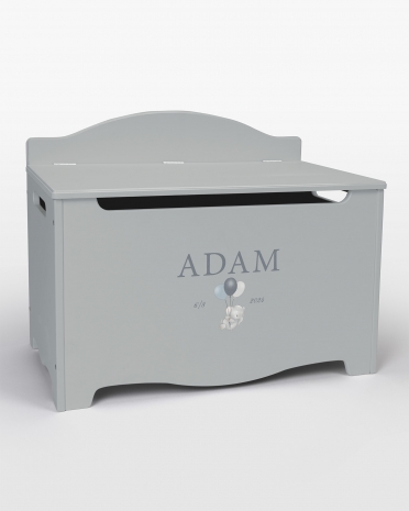 Blå oppbevaringskiste med navn barnemøbler