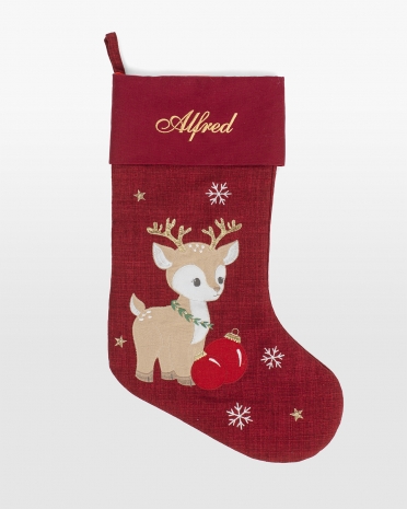 rød julestrømpe med navn