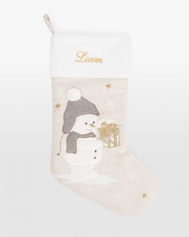 kremfarget julestrømpe med navn