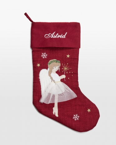 Klassisk rød julestrømpe med navn