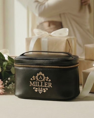 Svart sminkeveske med plass til dine tilbehør