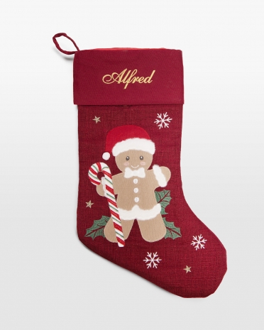 rød julestrømpe med navn