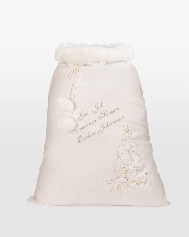 sekk til julegaver med personlig tekst