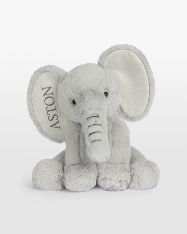 Kosedyrselefant med brun brodert navn