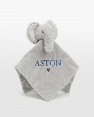 koseklut med elefantmotiv som broderes med valgfritt navn