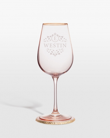Vinglass med navn, rosa - Pristine