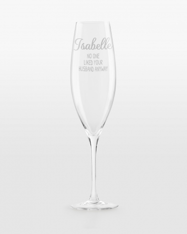 Personlig graverte champagneglass med frekke statements