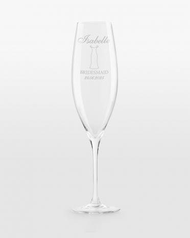 Champagneglass med personlig gravering til brudepike