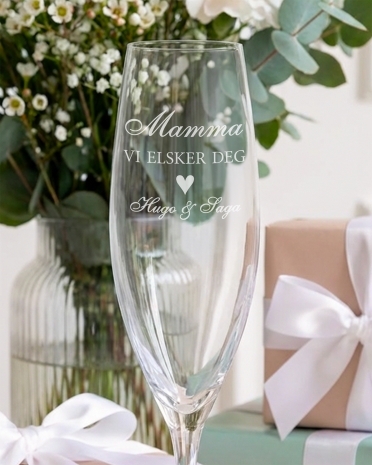 Personlig gravert champagneglass til mamma