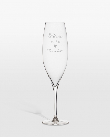 Champagneglass med gravering - Heart