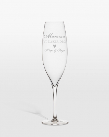 Champagneglass med gravering - Heart