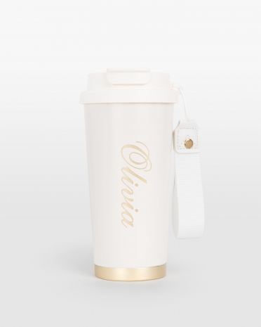 Vit termokopp med navn