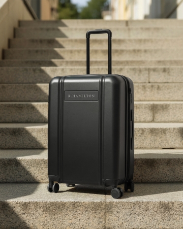 Personlig gravert mørkegrå koffert