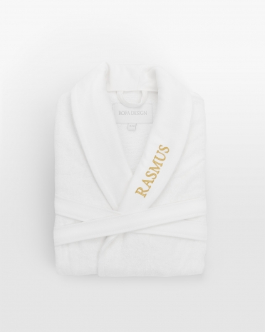 hvit brodert badekåpe med navn