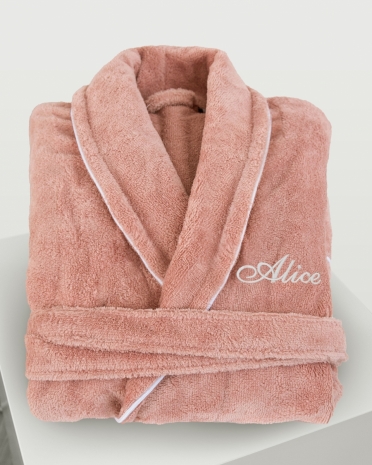 Badekåpe med navn Dusty Pink - Script