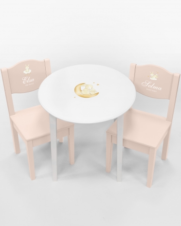 Barnebord & stoler med navn - Bunny