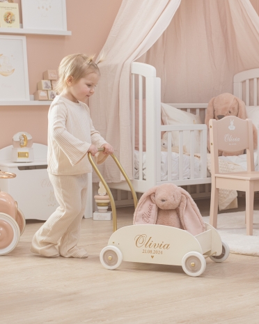 Lær -å-gå-vogn med navn, Creme