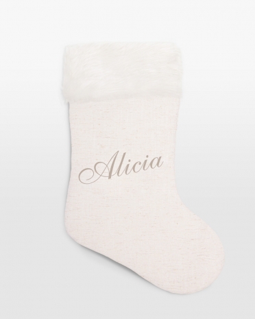 julestrømpe med pelskant og navn