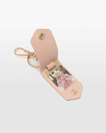 Nøkkelring i rosa med valgfritt bilde