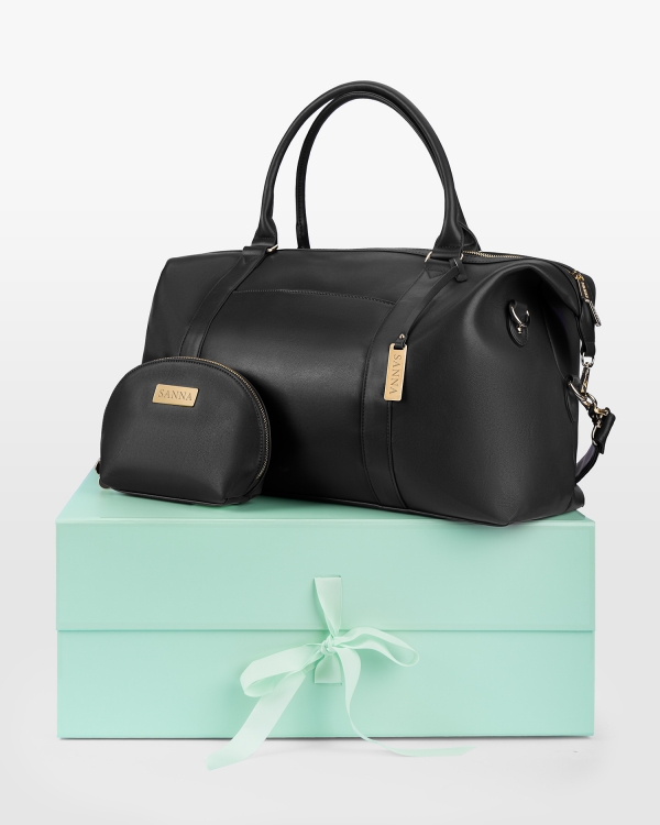 Weekendbag og toalettmappe gravert med navn