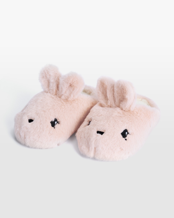 Barnetøfler med kaninmotiv i rosa