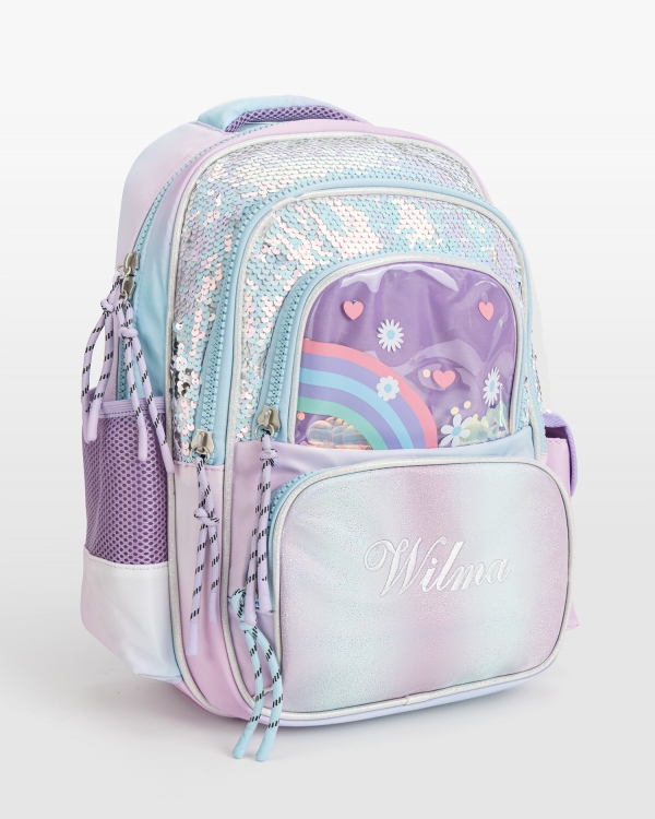 Barneryggsekk med brodert navn