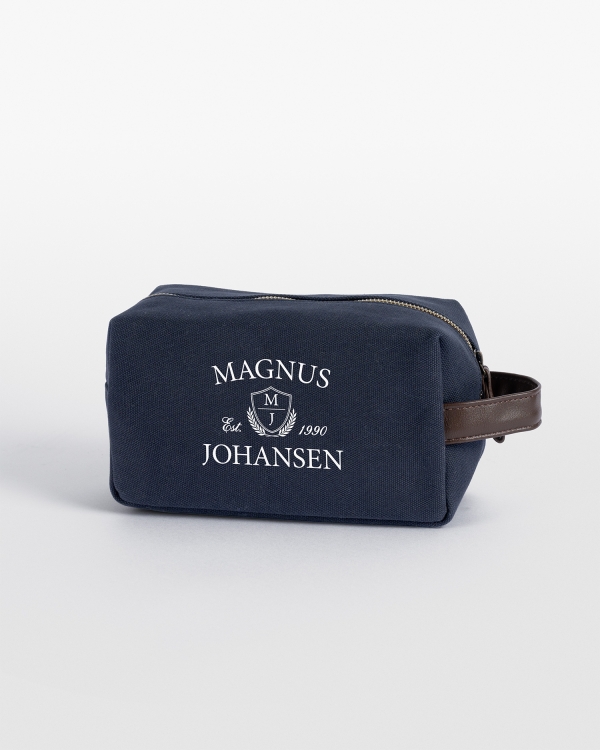 Marineblå necessær med navn for herrer