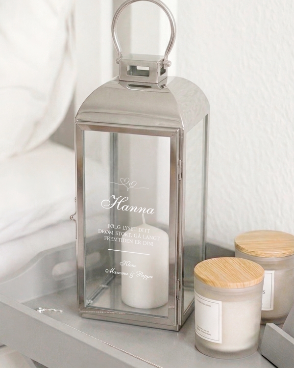 Personlig gravert lyslykt for bekreftelse