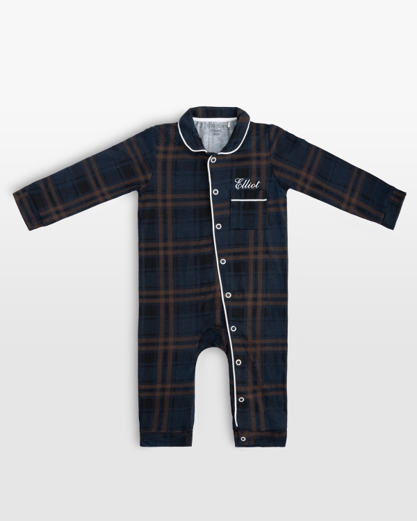 Mørkeblå babypyjamas med navn