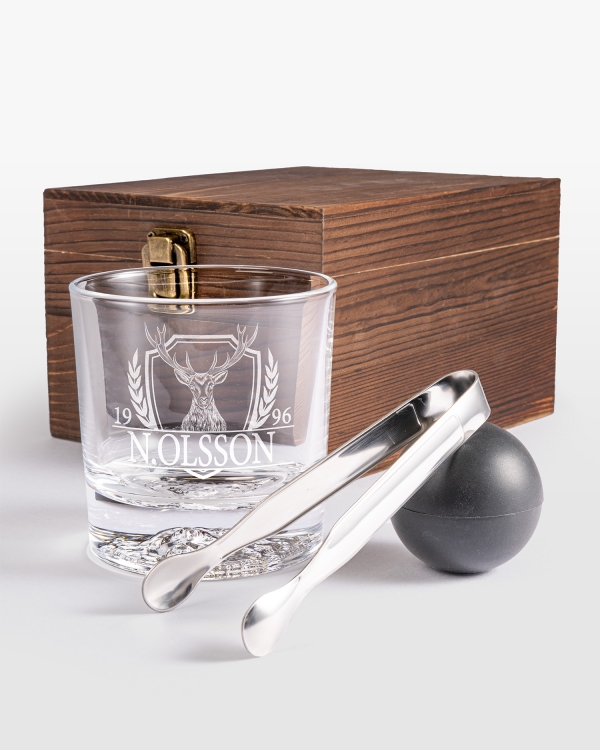 Whiskysett med gravering - Hunting