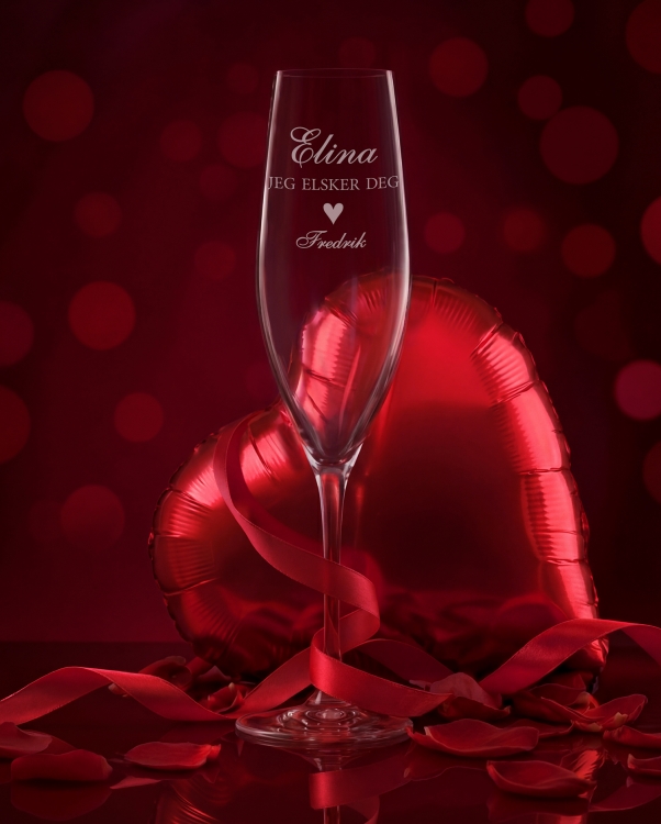 Personlig graverte champagneglass