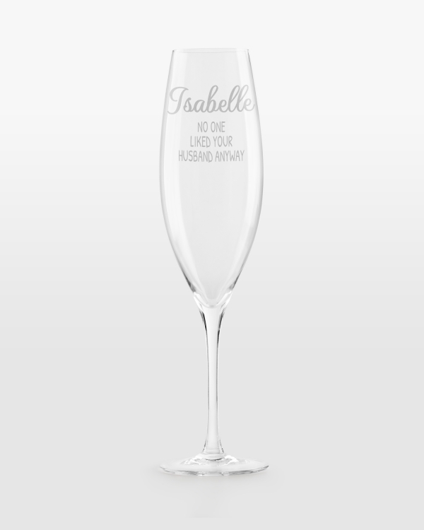 Personlig graverte champagneglass med frekke statements