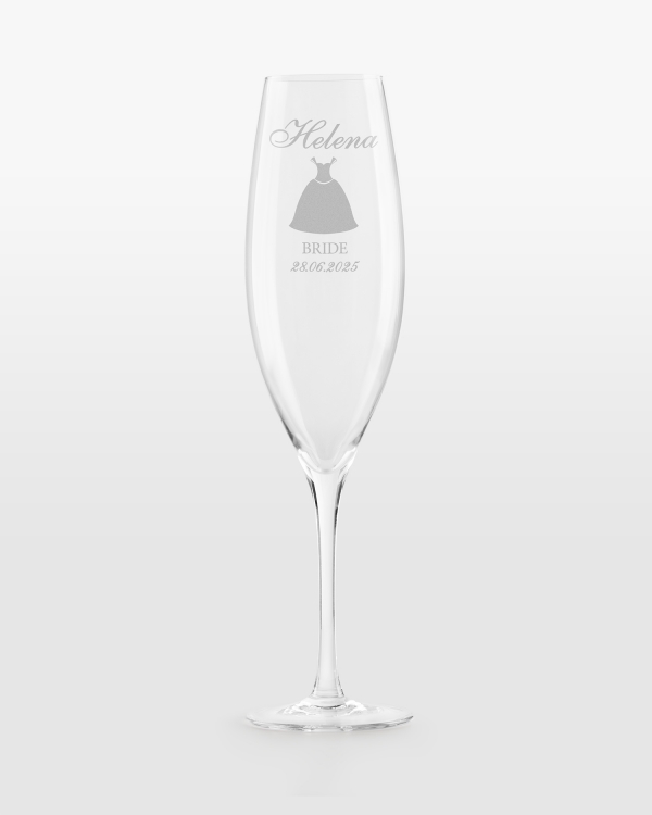 Champagneglass med personlig gravering til bruden
