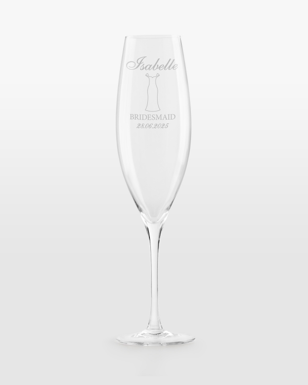 Champagneglass med personlig gravering til brudepike