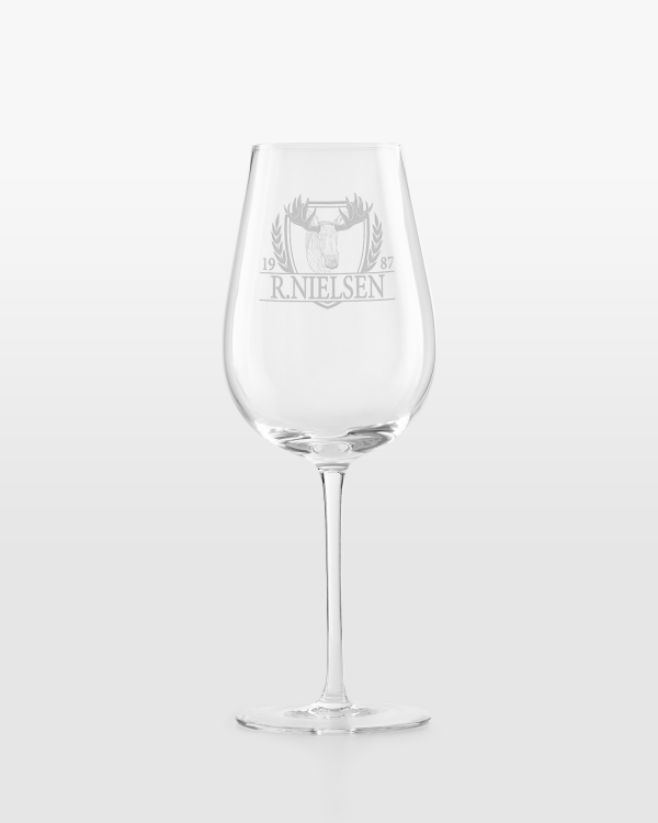 Vinglass med elgmotiv