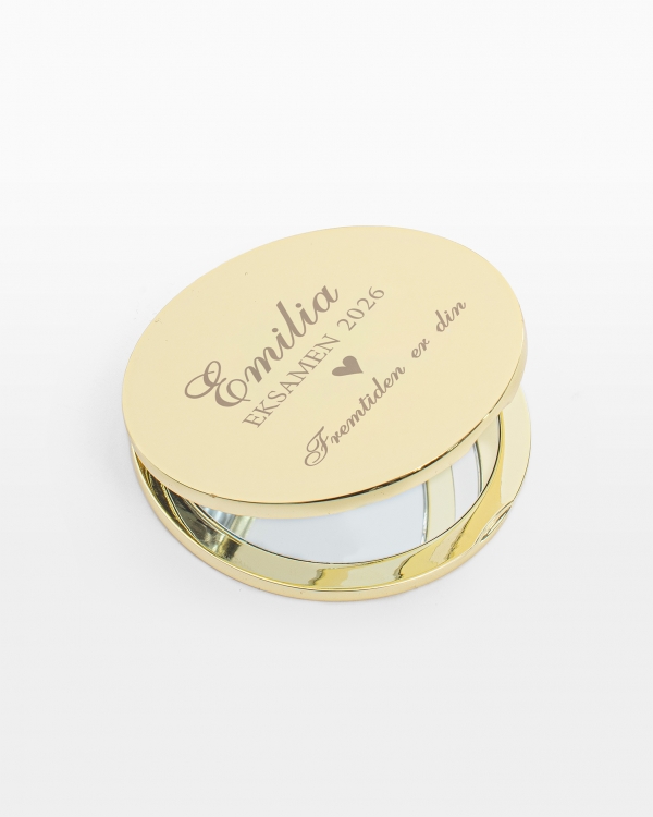 Gravert gullfarget lommespeil – perfekt konfirmasjonsgave