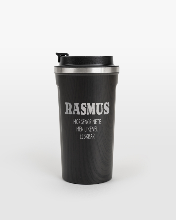 Brun termokopp med navn