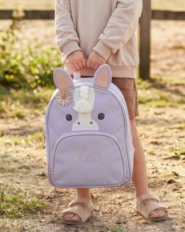 Lilla barnesekk med hestemotiv og broderi