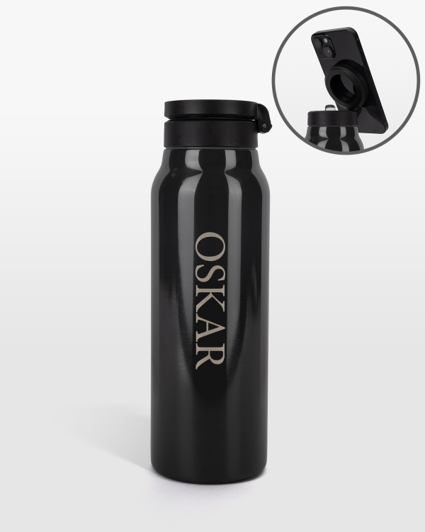 Smart drikkeflaske med magnet for å feste mobilen