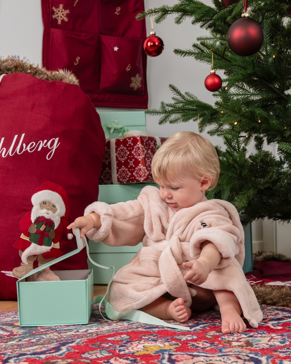 rosa morgenkåpe for barn med personlig broderi