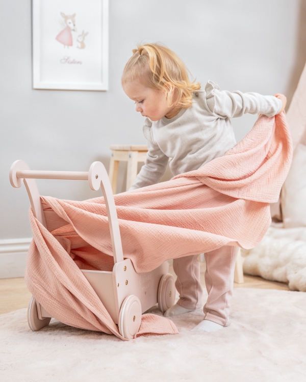 Musselinteppe i rosa