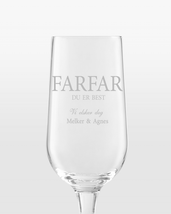 Gravert ølglass til farfar eller morfar