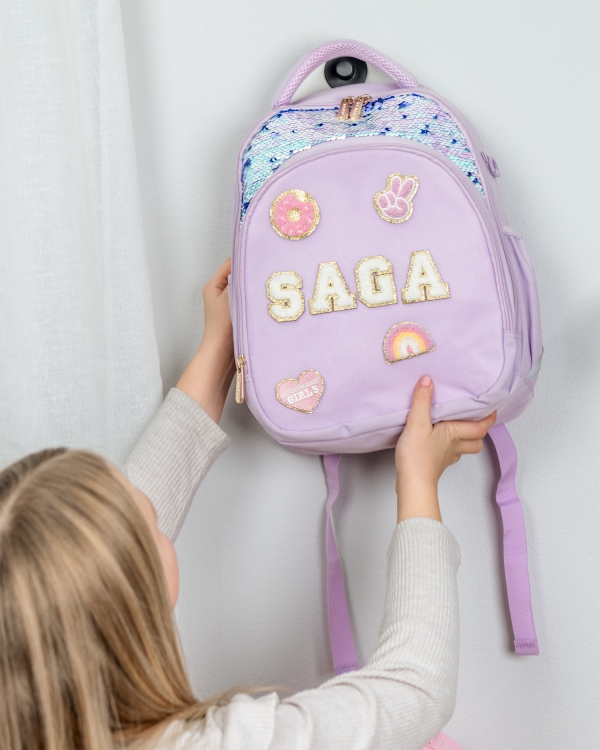 Barneryggsekk med paljetter