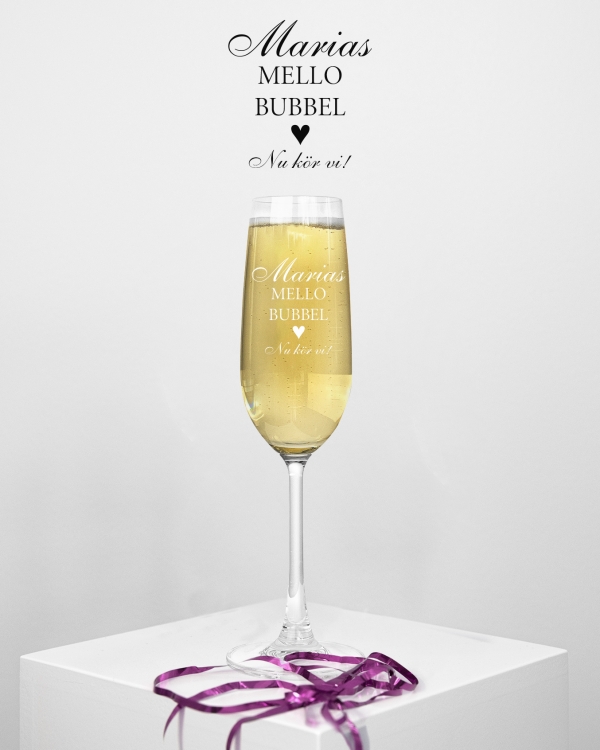 Champagneglas med namn - Nu kör vi!