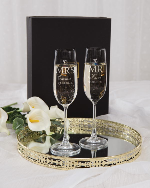 Champagneglass - Mr & Mrs