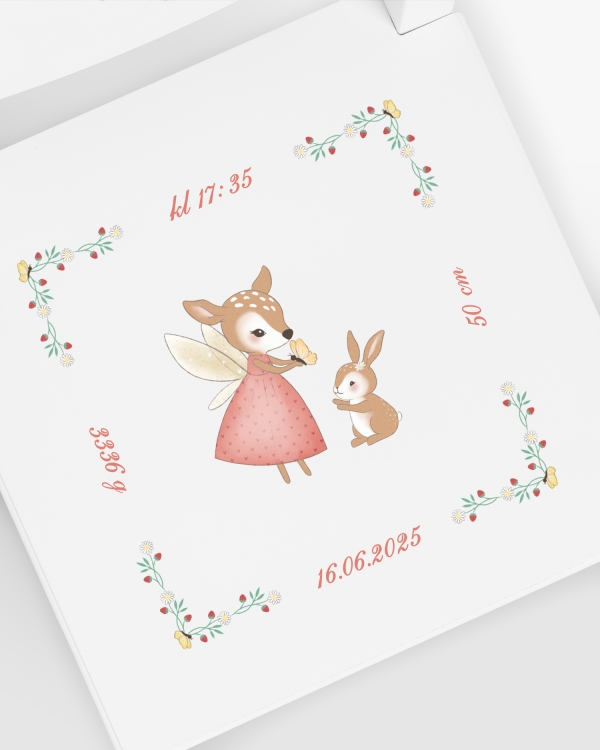 Hvit dåpsstol med personlige detaljer