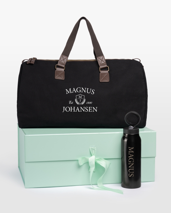 Gavesett med canvasbag og drikkeflaske